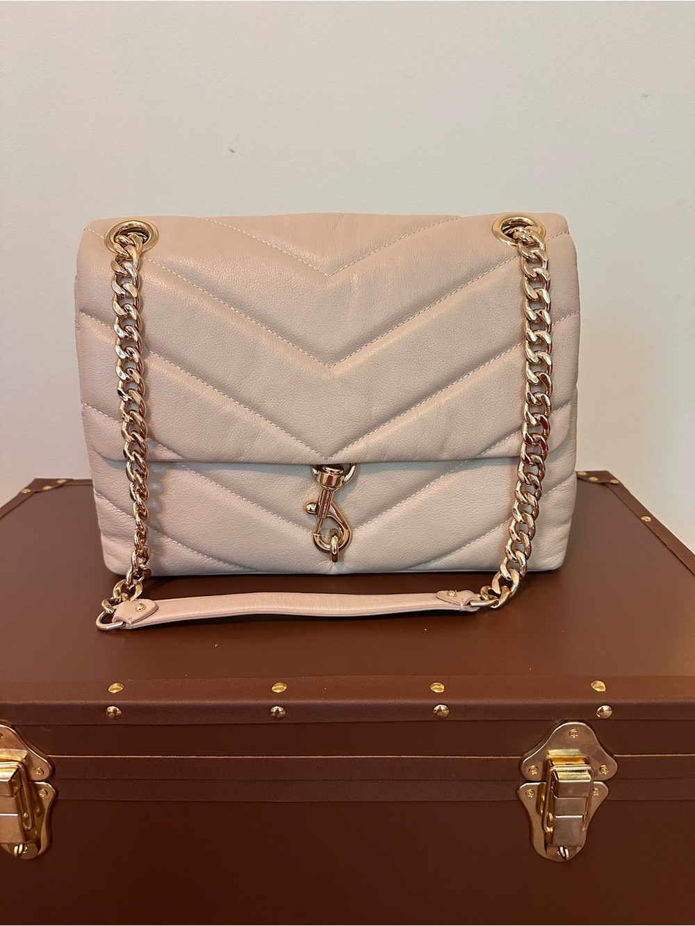 Rebecca Minkoff Quilted Blush Pink Shoulder Bag with Gold Chain